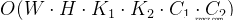 O(W \cdot H \cdot K_1 \cdot K_2 \cdot C_1 \cdot C_2)